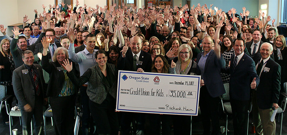 Staff at Oregon State Credit Union donate to Credit Unions for Kids