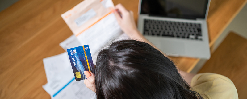 woman reviewing bills