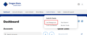 Where to find Card Management in top menu