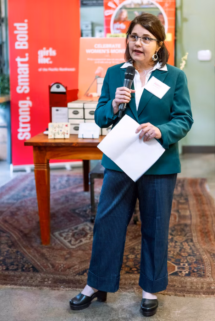 Malango-Blake speaking at event