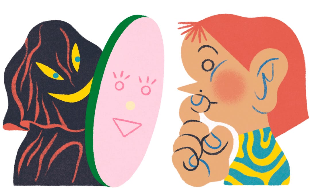 black ghost figure holding up a disguise.