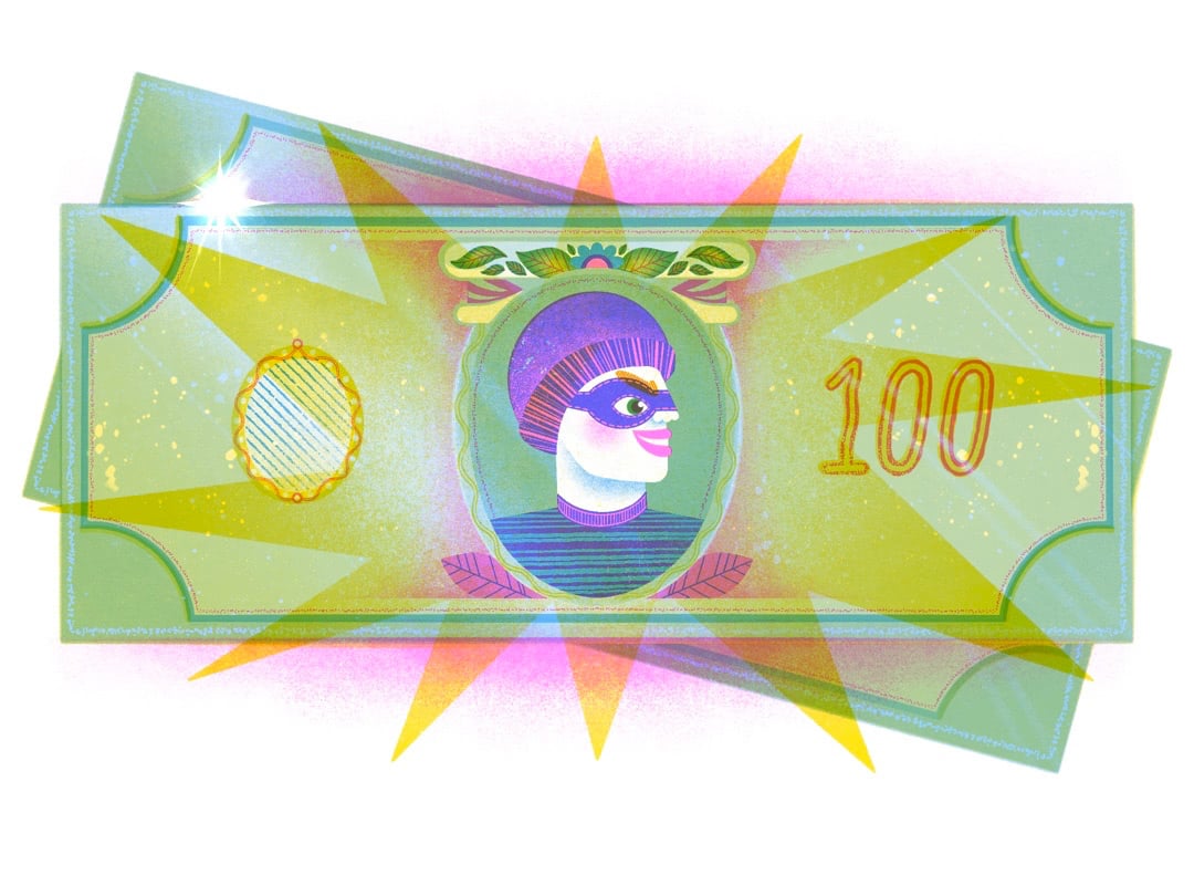 a scammer on a brilliant attractive bill