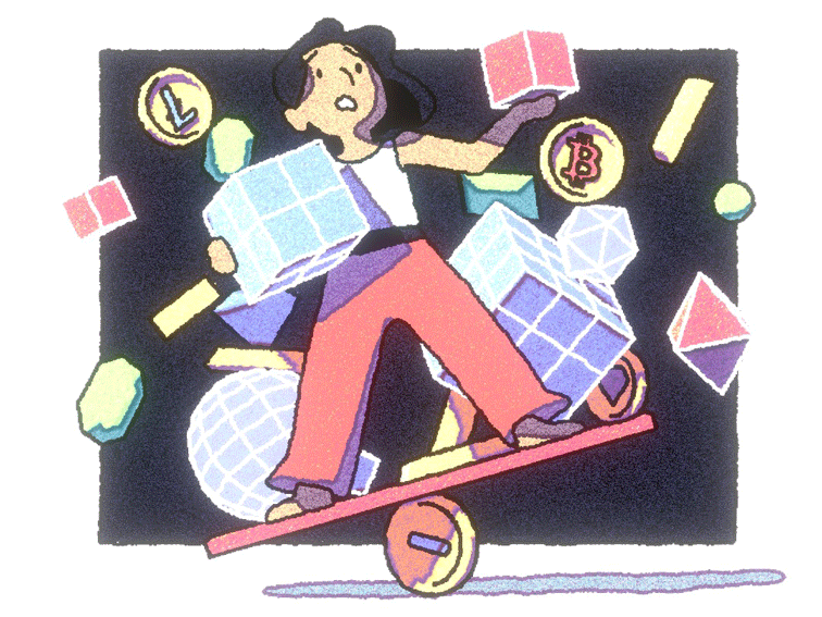 person balancing on a coin and juggling objects