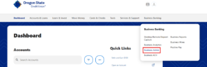 where to find business admin in top navigation