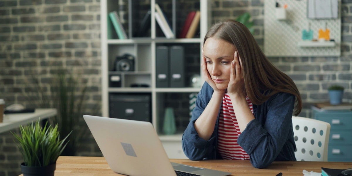 stressed woman at computer