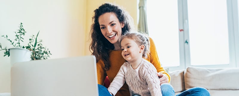 Mother and child enjoying video call