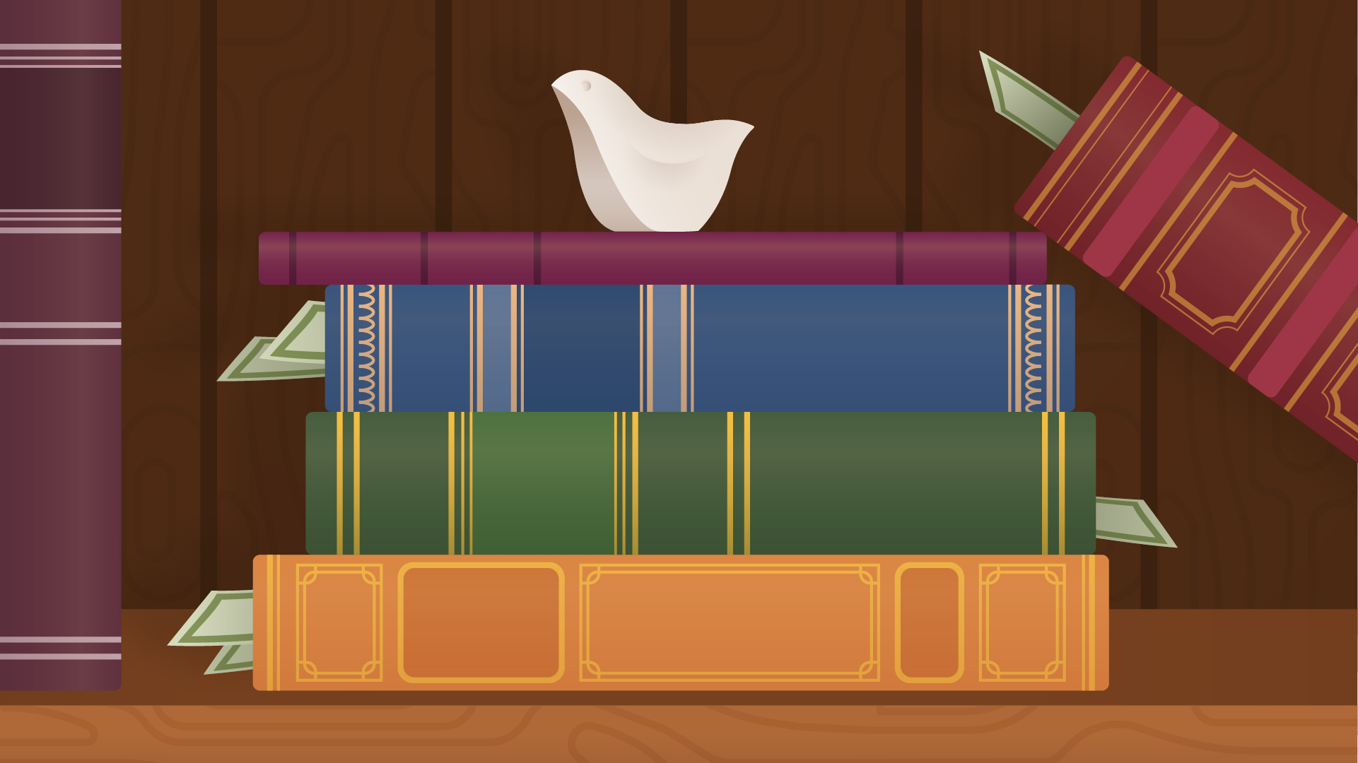 stacks of ornate books with money hidden in them stacks of ornate books with money hidden in them