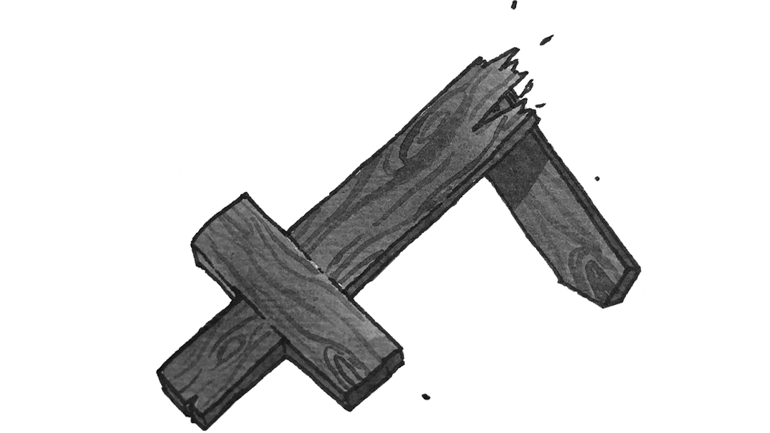 broken wooden sword