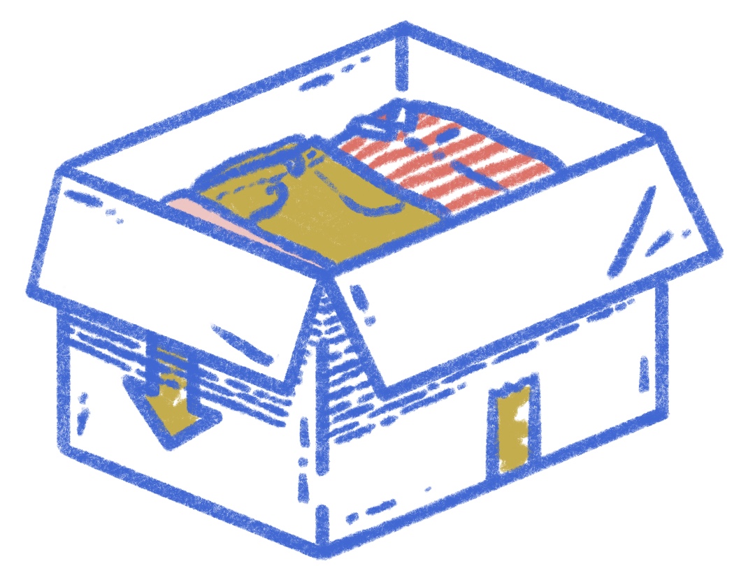 moving box with clothes in it